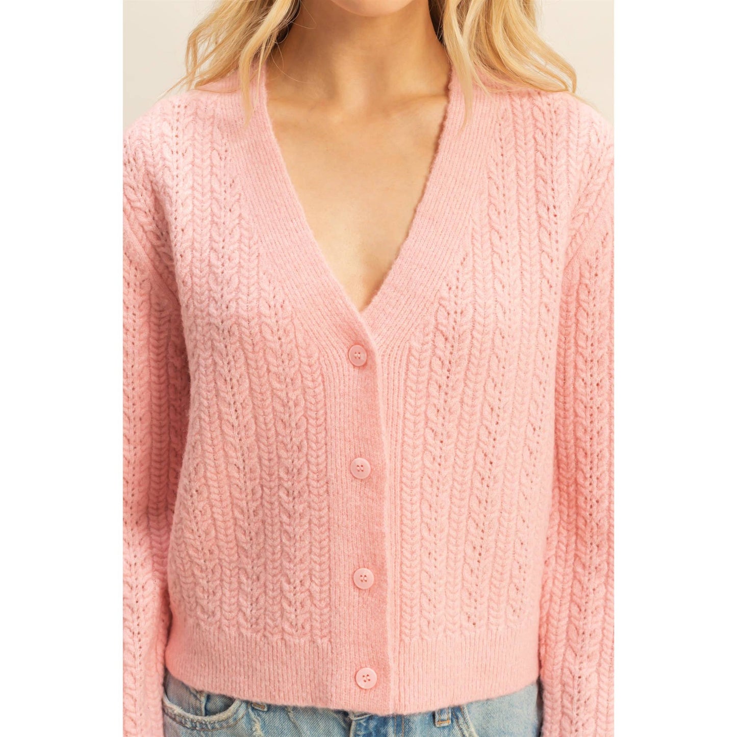 Annie Buttoned Cable Knit Sweater