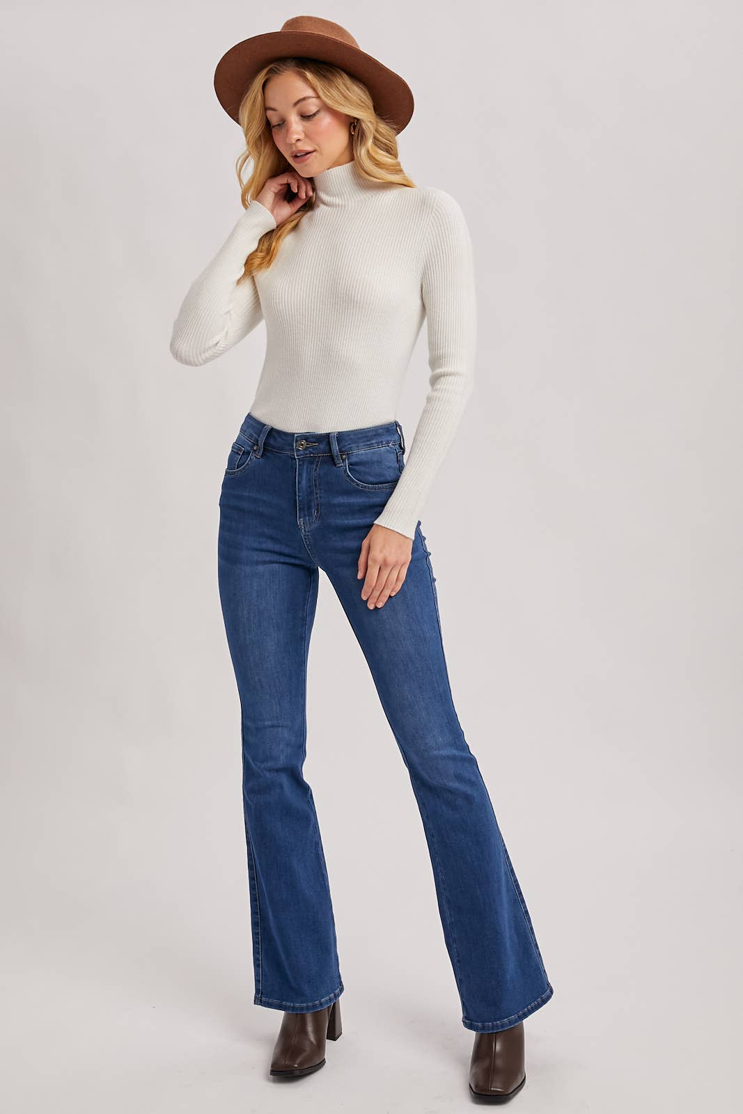 Kara Mock Neck Ribbed Top