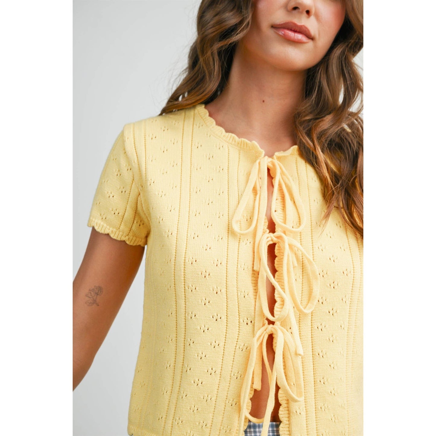 Arlet Scalloped Tie-Front Top