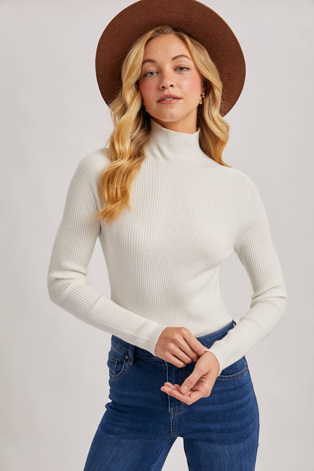 Kara Mock Neck Ribbed Top