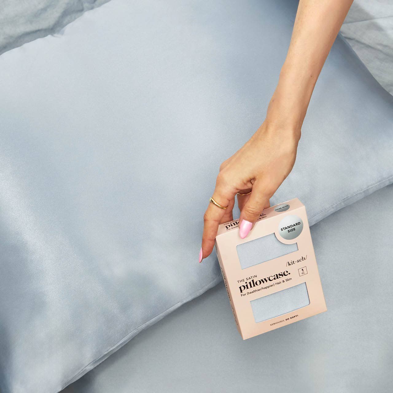 Satin Pillowcase - Haze Blue - King