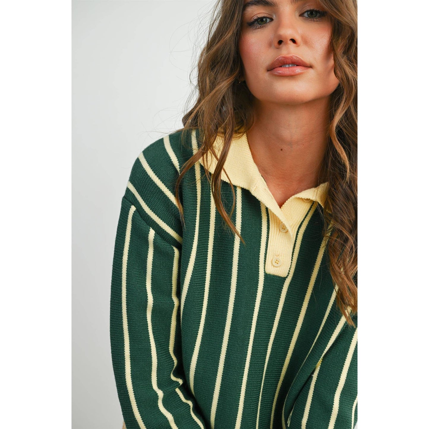 Aria Collared Striped Polo Sweater