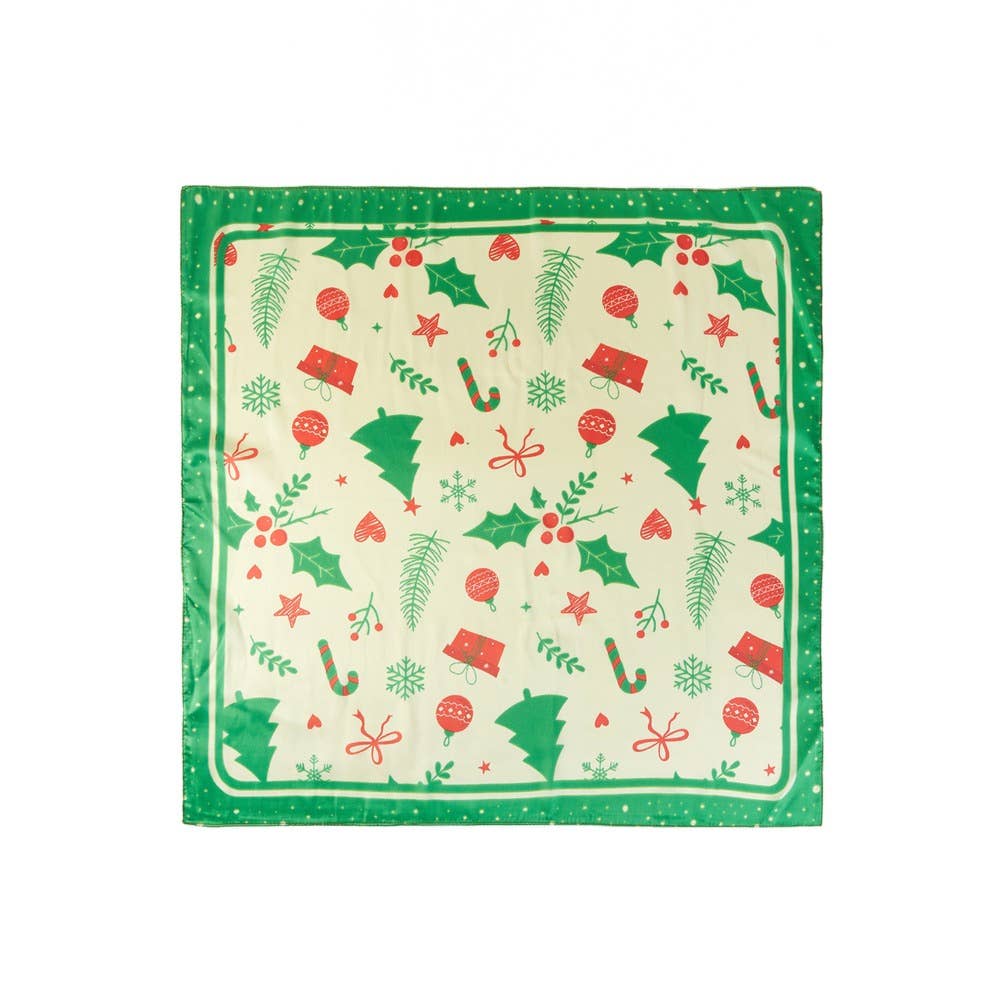 Holly And Ornament Christmas Square Scarf