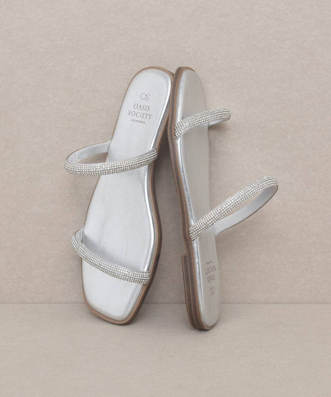 The Lucy Metallic Silver | Satin Lined Rhinestone Strappy