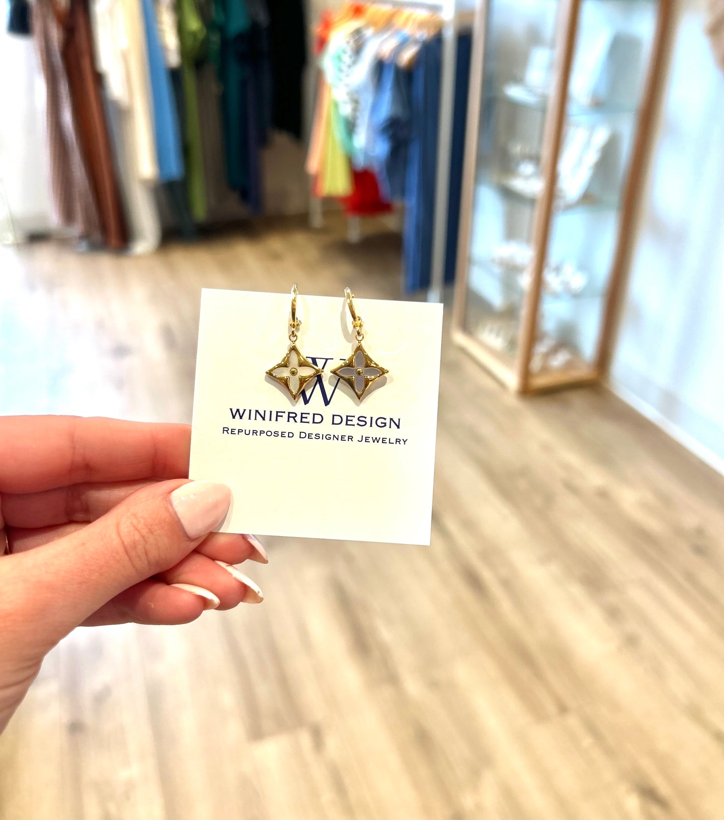 LV Square Flower Huggie Earrings