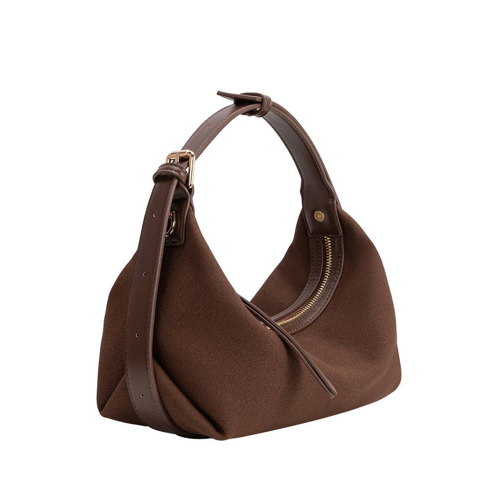 Lilith Brown Vegan Suede Top Handle Bag