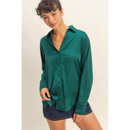 Ivy Button-Up Satin Shirt