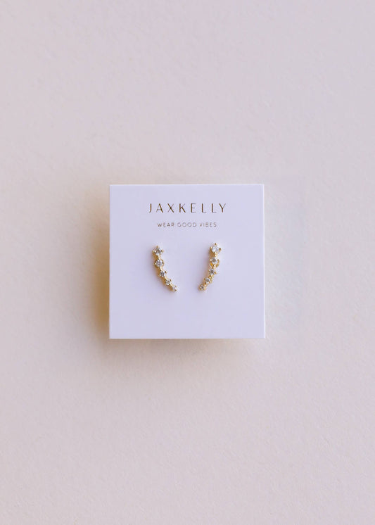 Crawler -  Gold Earrings - White CZ