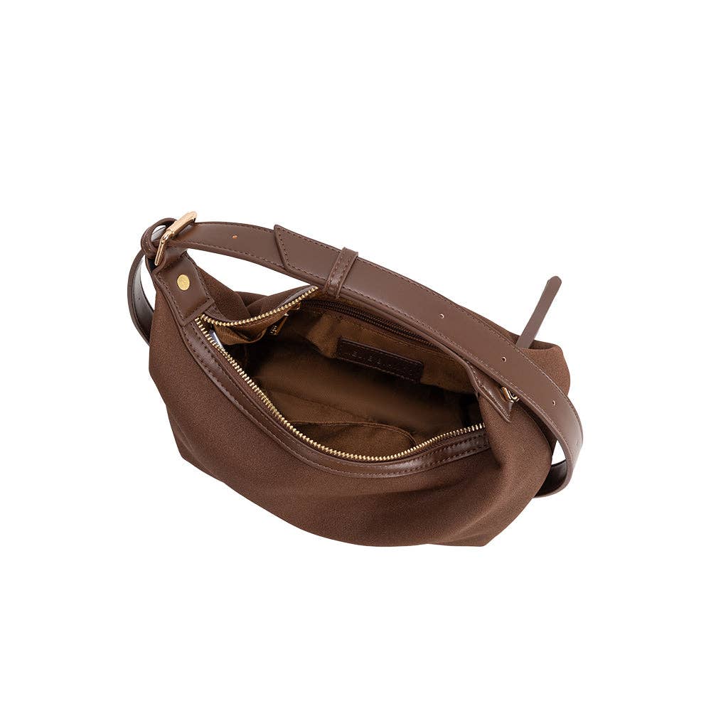 Lilith Brown Vegan Suede Top Handle Bag