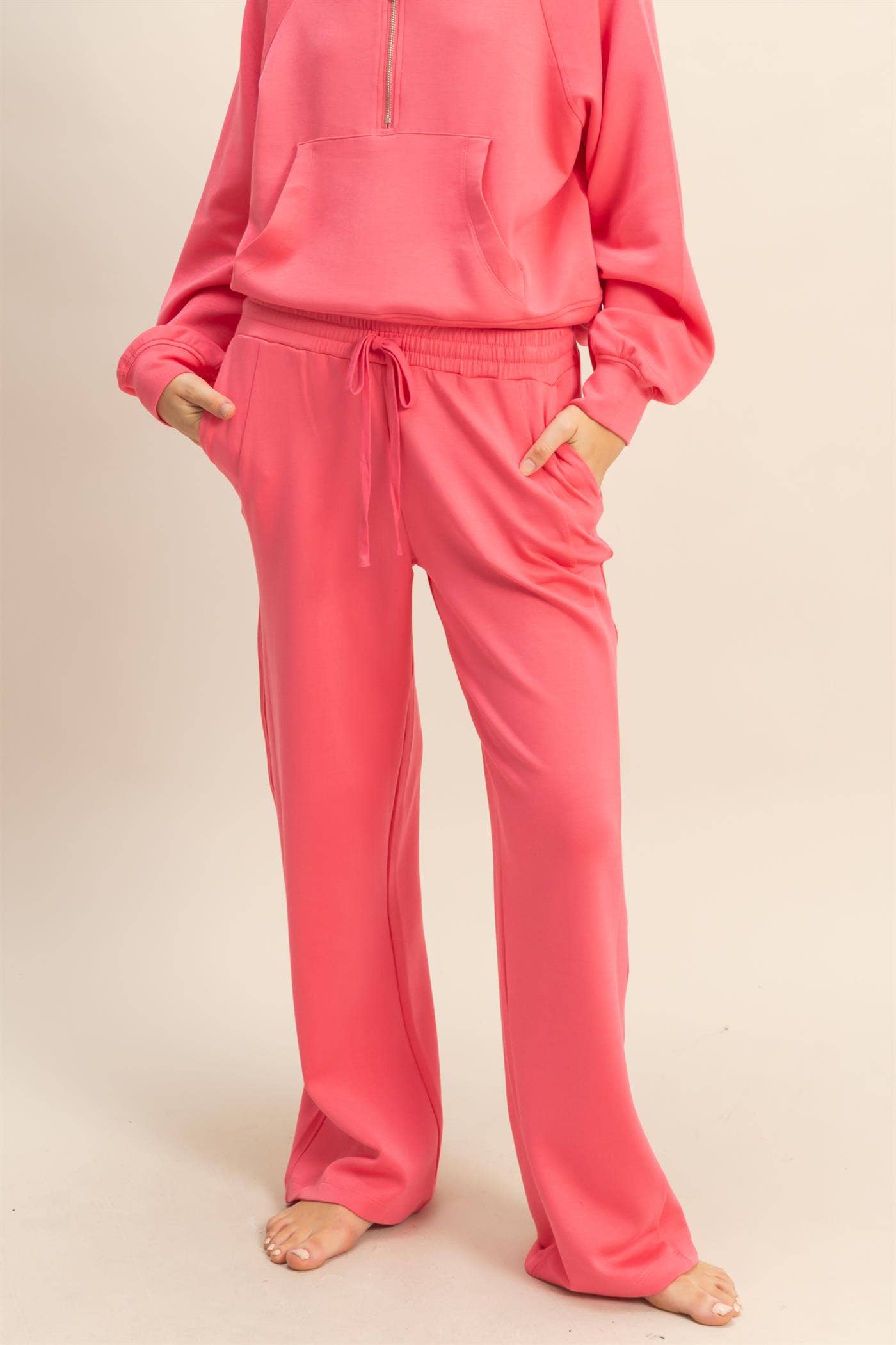 Scuba Wide-Leg Drawstring Sweatpants