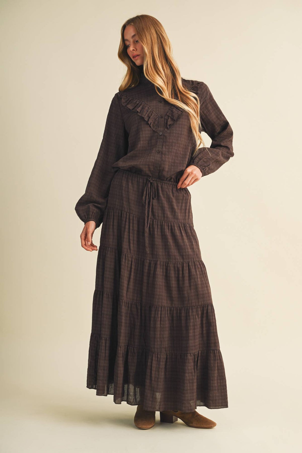 Geometric Tiered Maxi Skirt