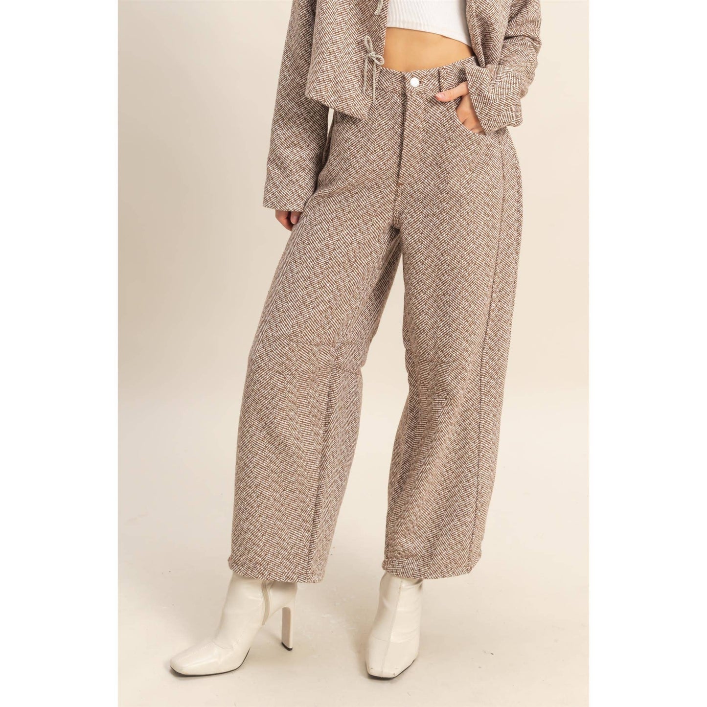 Noel Herringbone Barrel Pants
