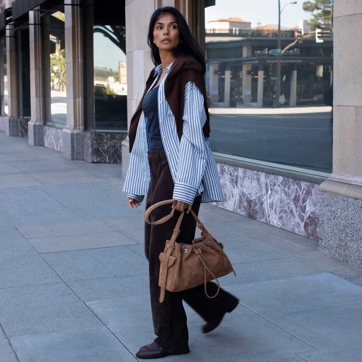 Rhuby Camel Suede Shoulder Bag