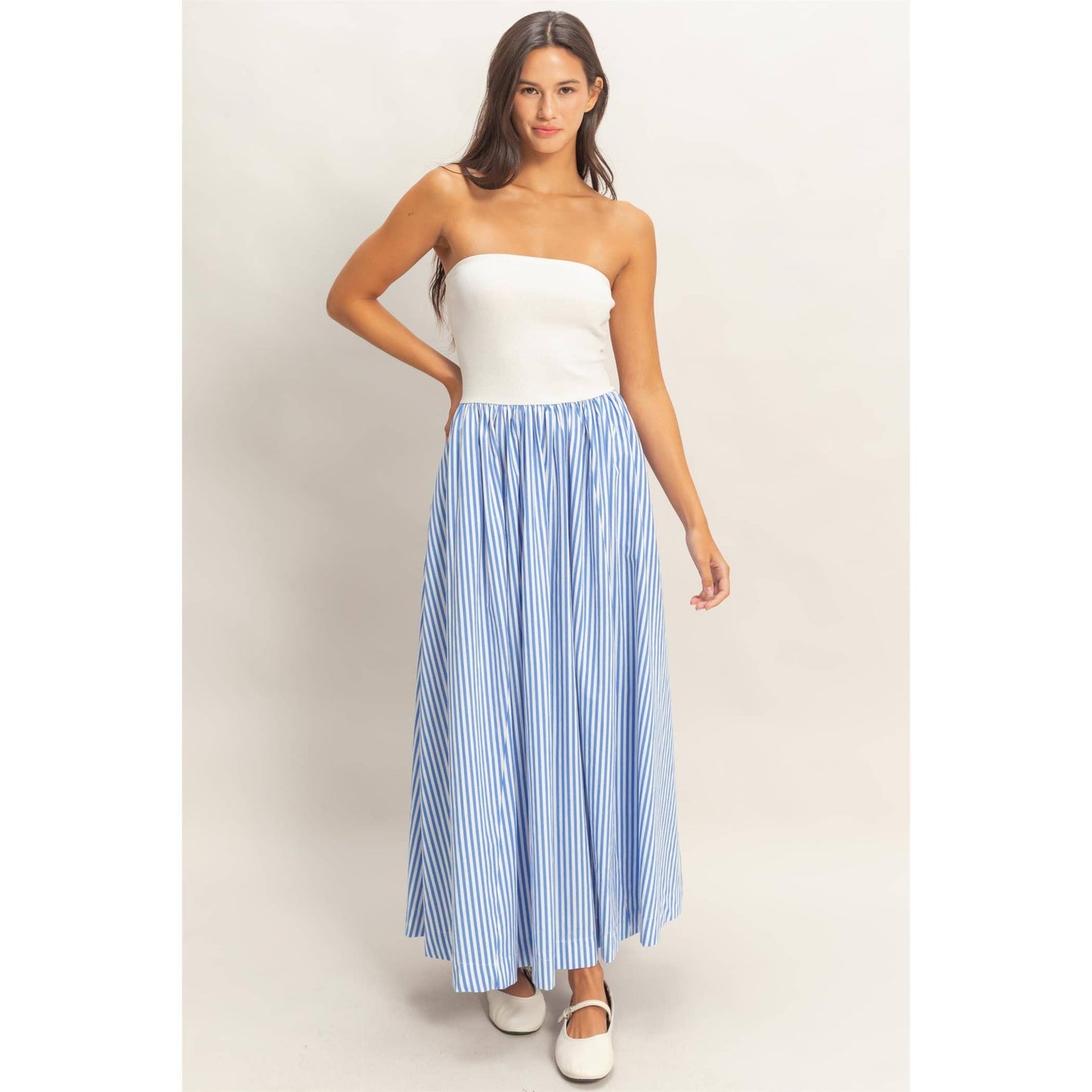 Zarie Striped Strapless Dress