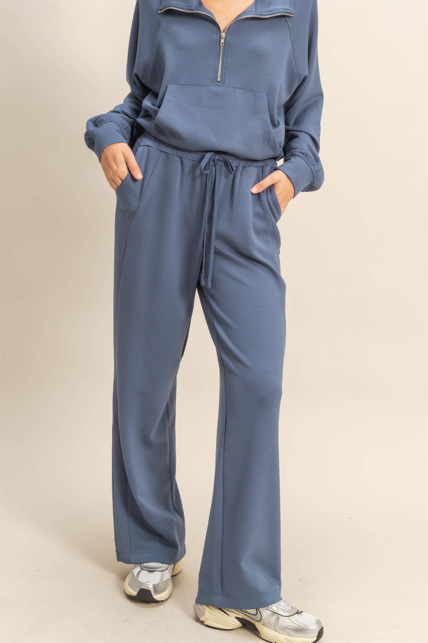 Scuba Wide-Leg Drawstring Sweatpants