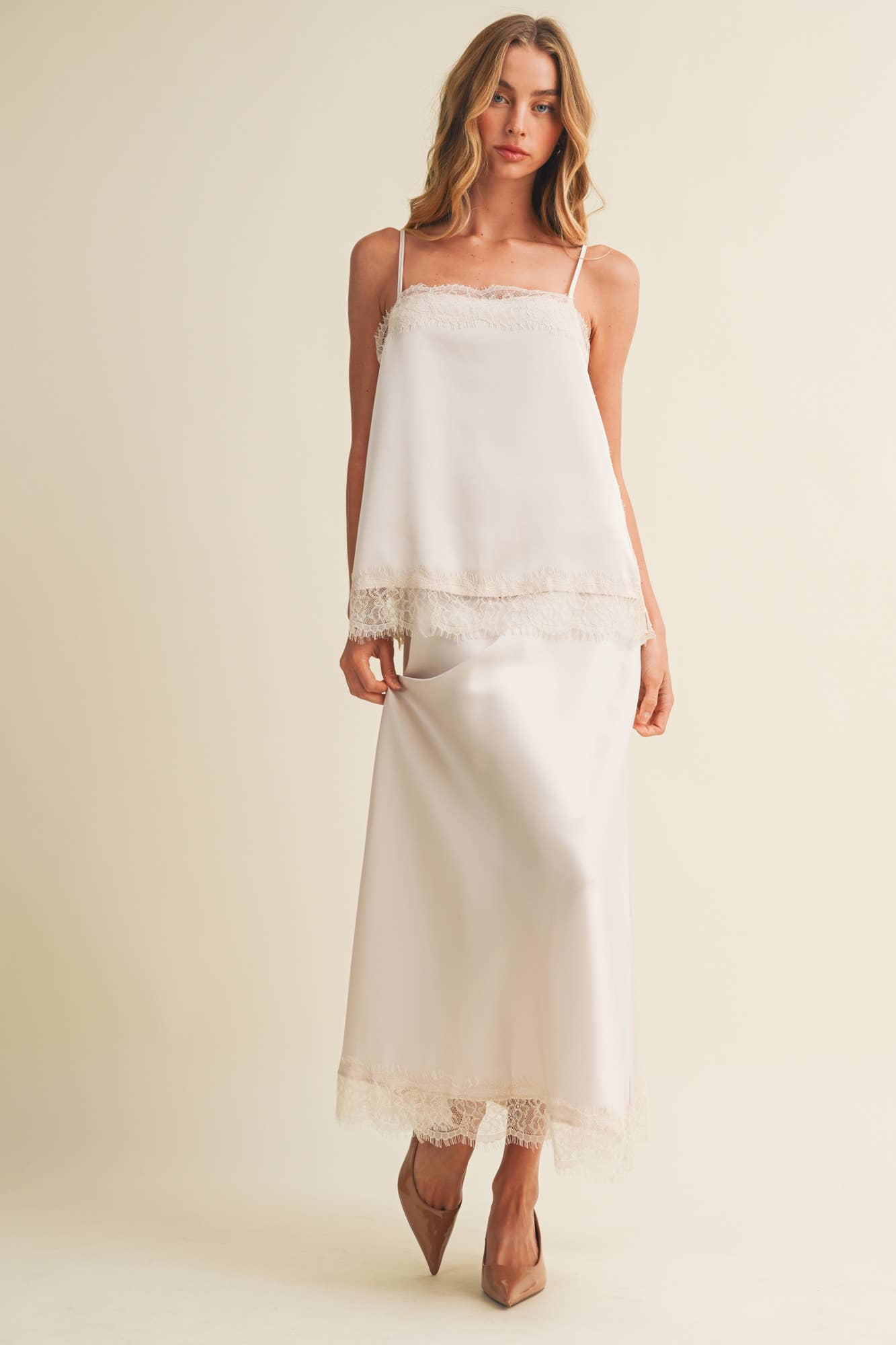 Amalie Scallop-Trim Lace Skirt