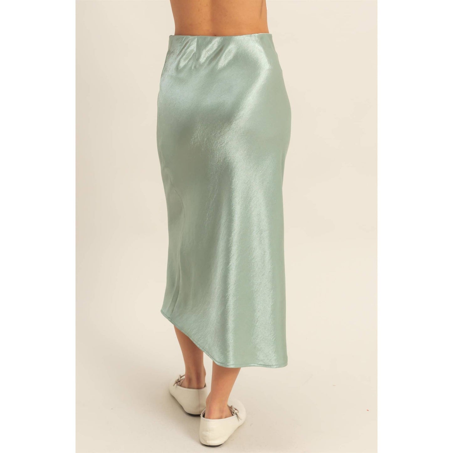 Ellen Satin A-Line Midi Skirt