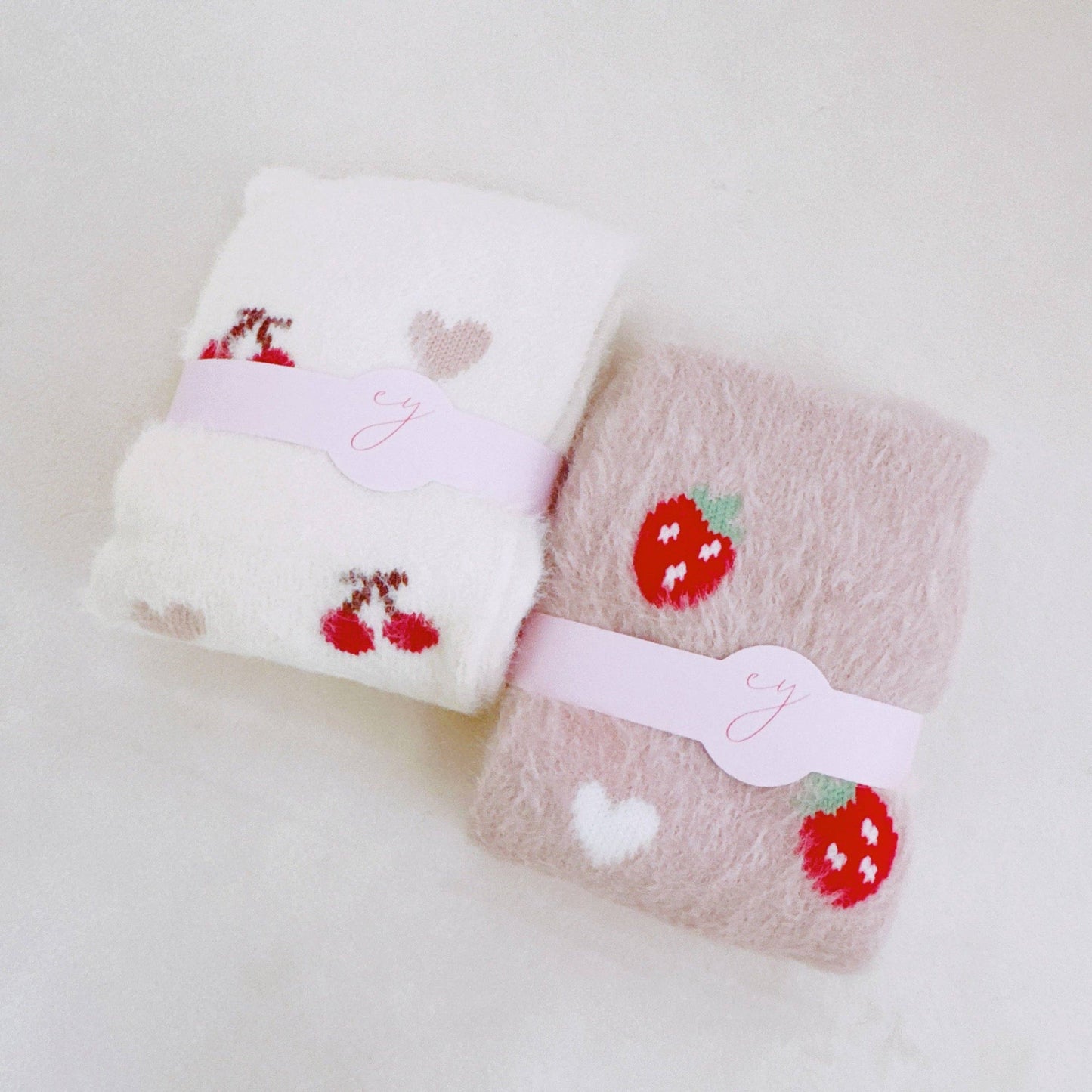 Cherry/Strawberry Fuzzy Socks