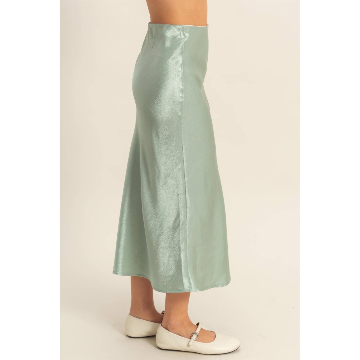 Ellen Satin A-Line Midi Skirt