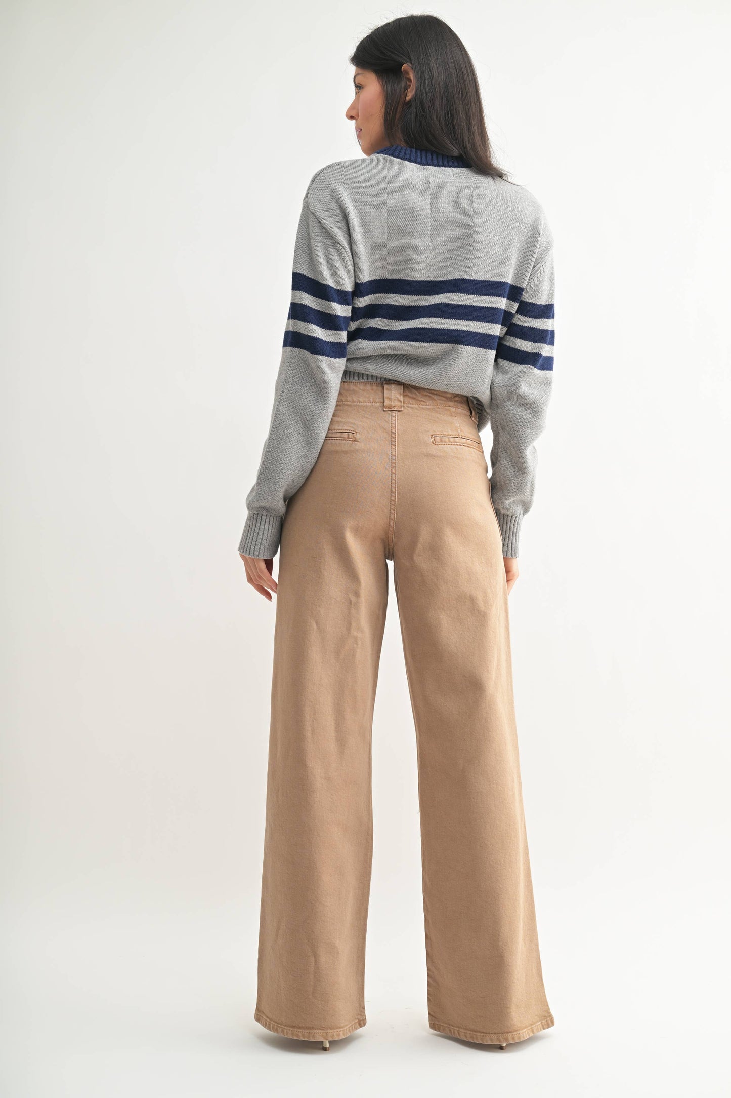 Patch Pocket Wide Leg Khaki Pants