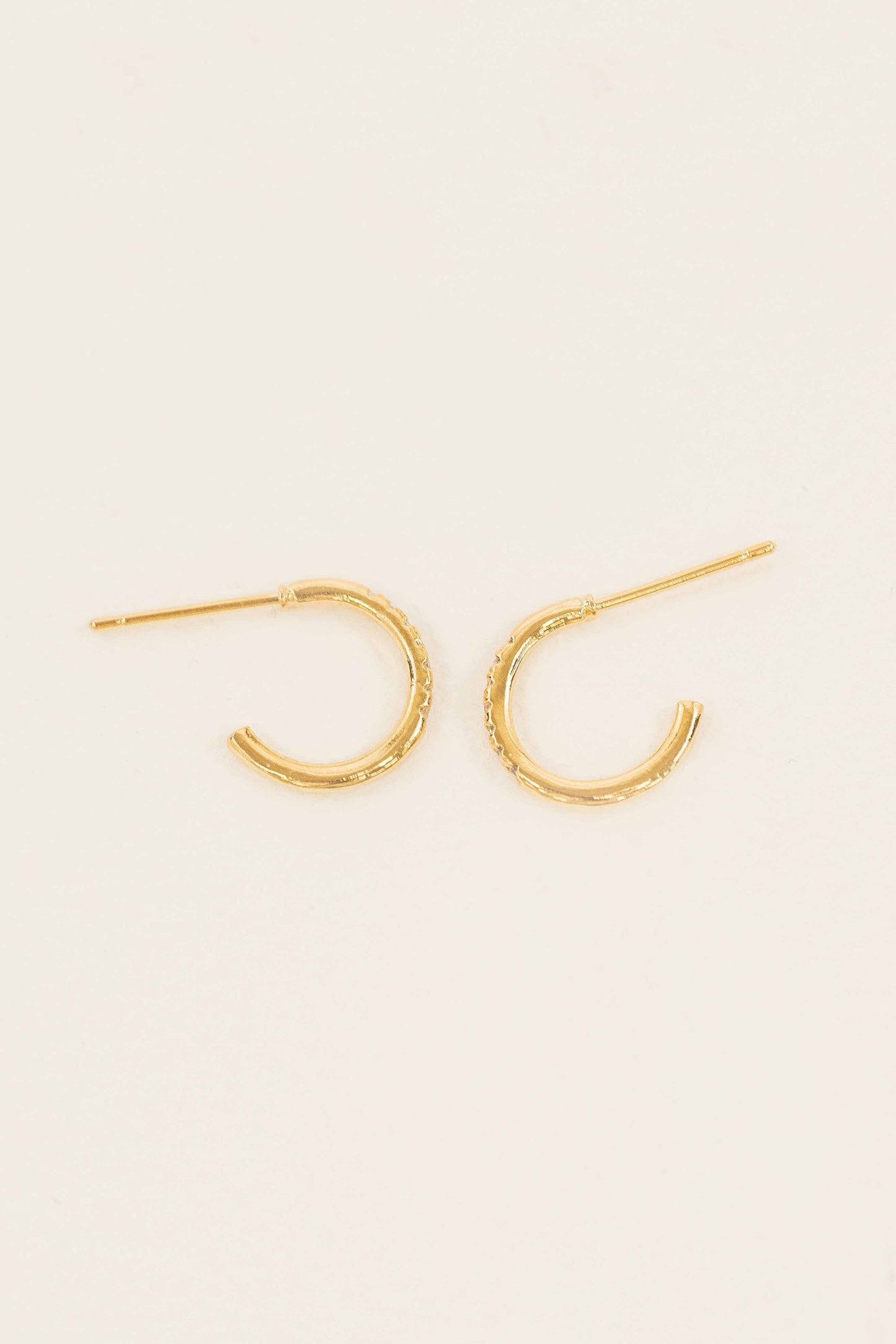 Thin Stone Hoop Earrings | Gold