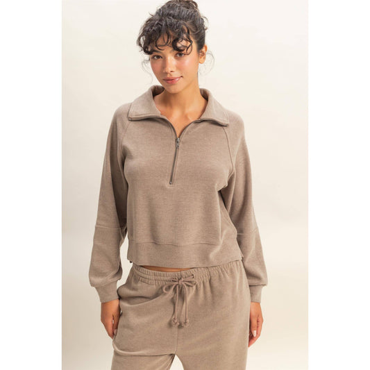 Sylvia Ribbed Half-Zip Sweatshirt