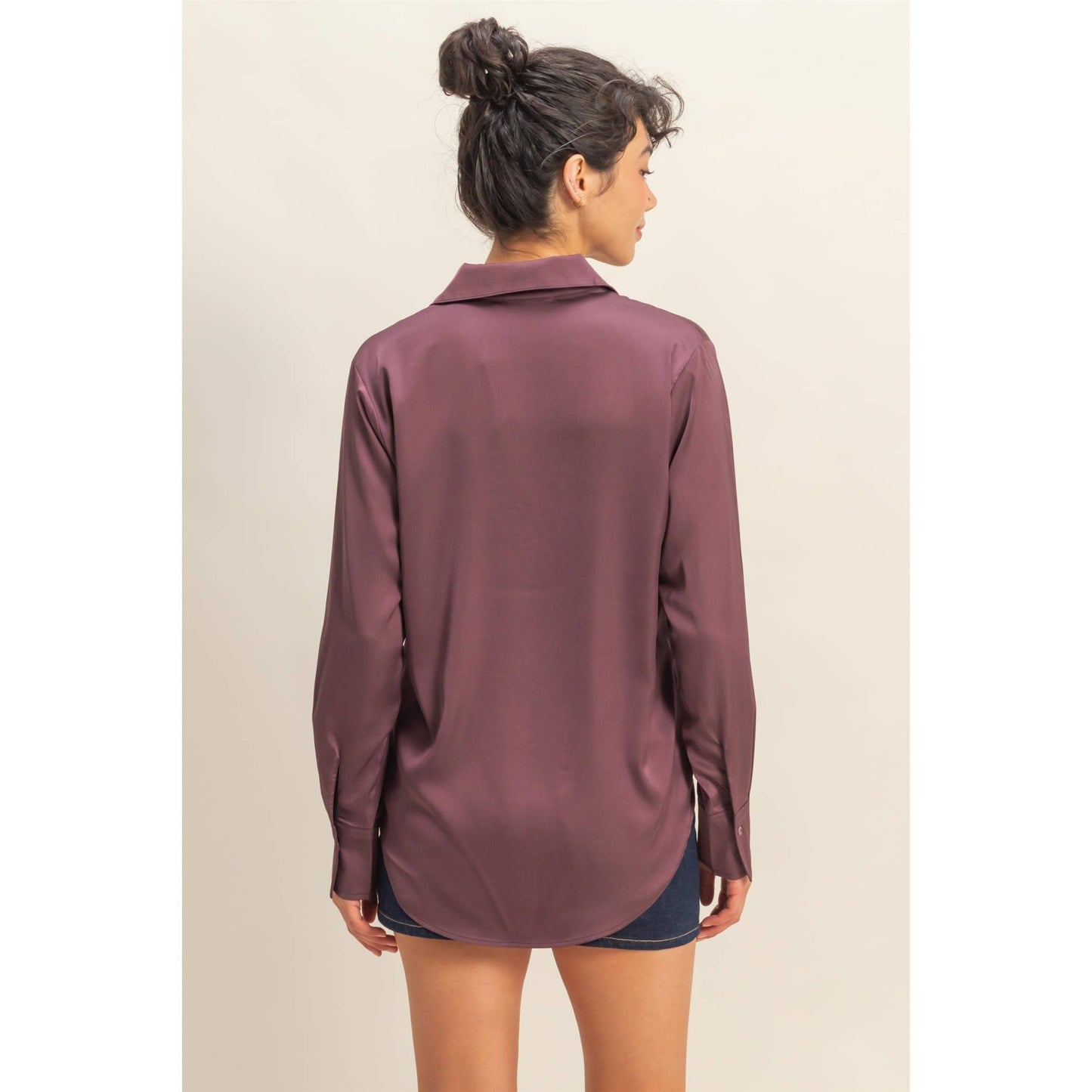 Ivy Button-Up Satin Shirt