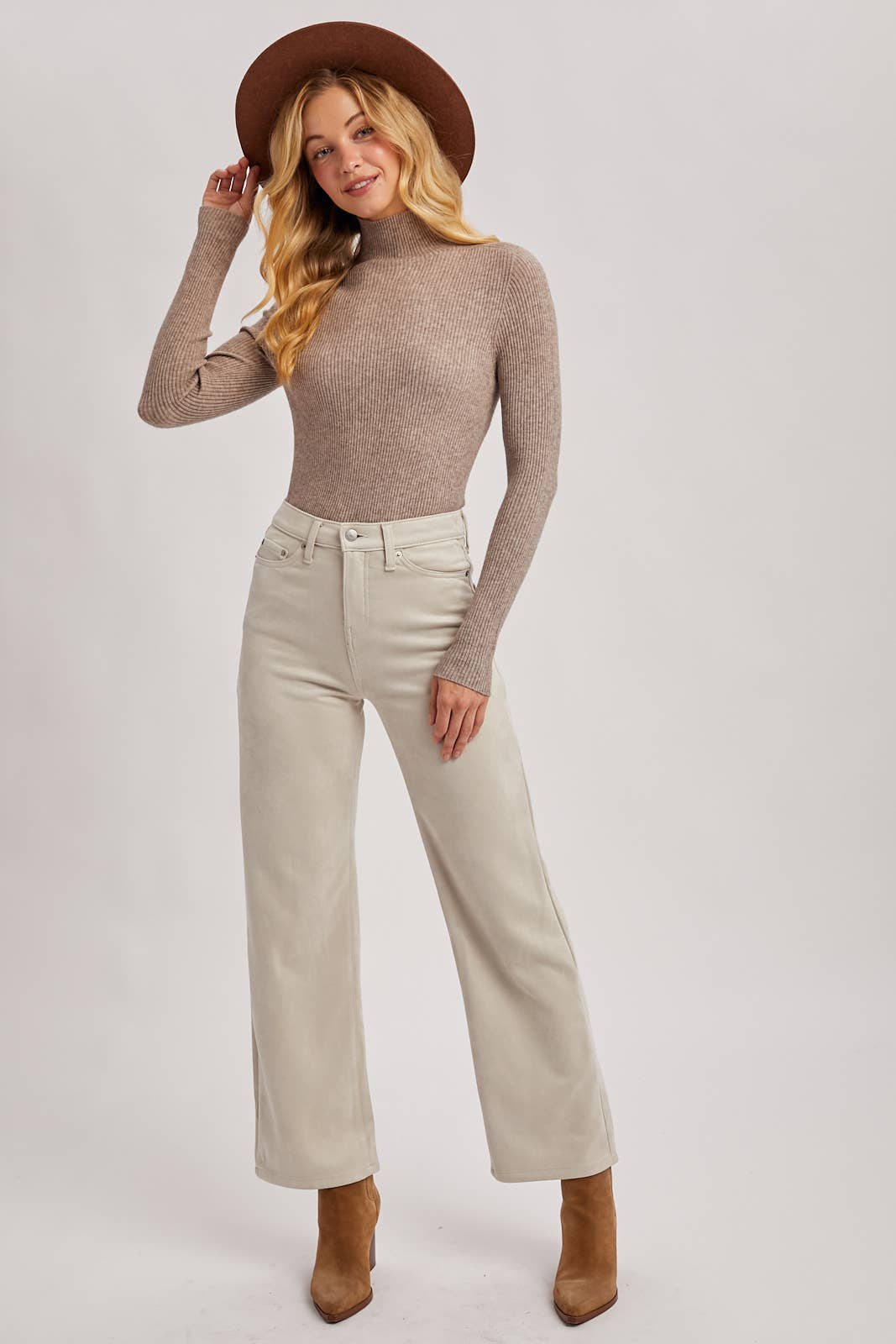Kara Mock Neck Ribbed Top