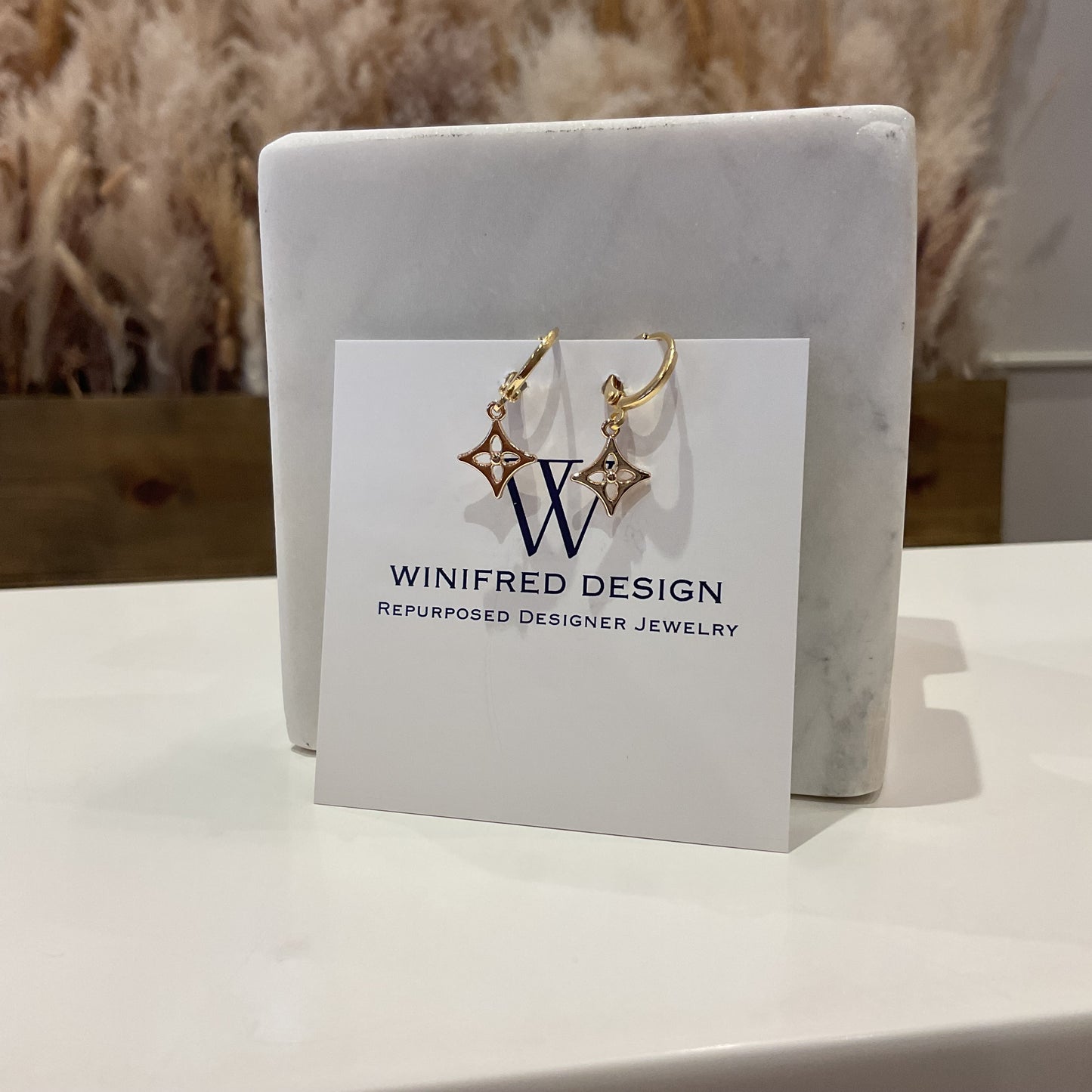 LV Mini Triangle Clover Huggie Earrings