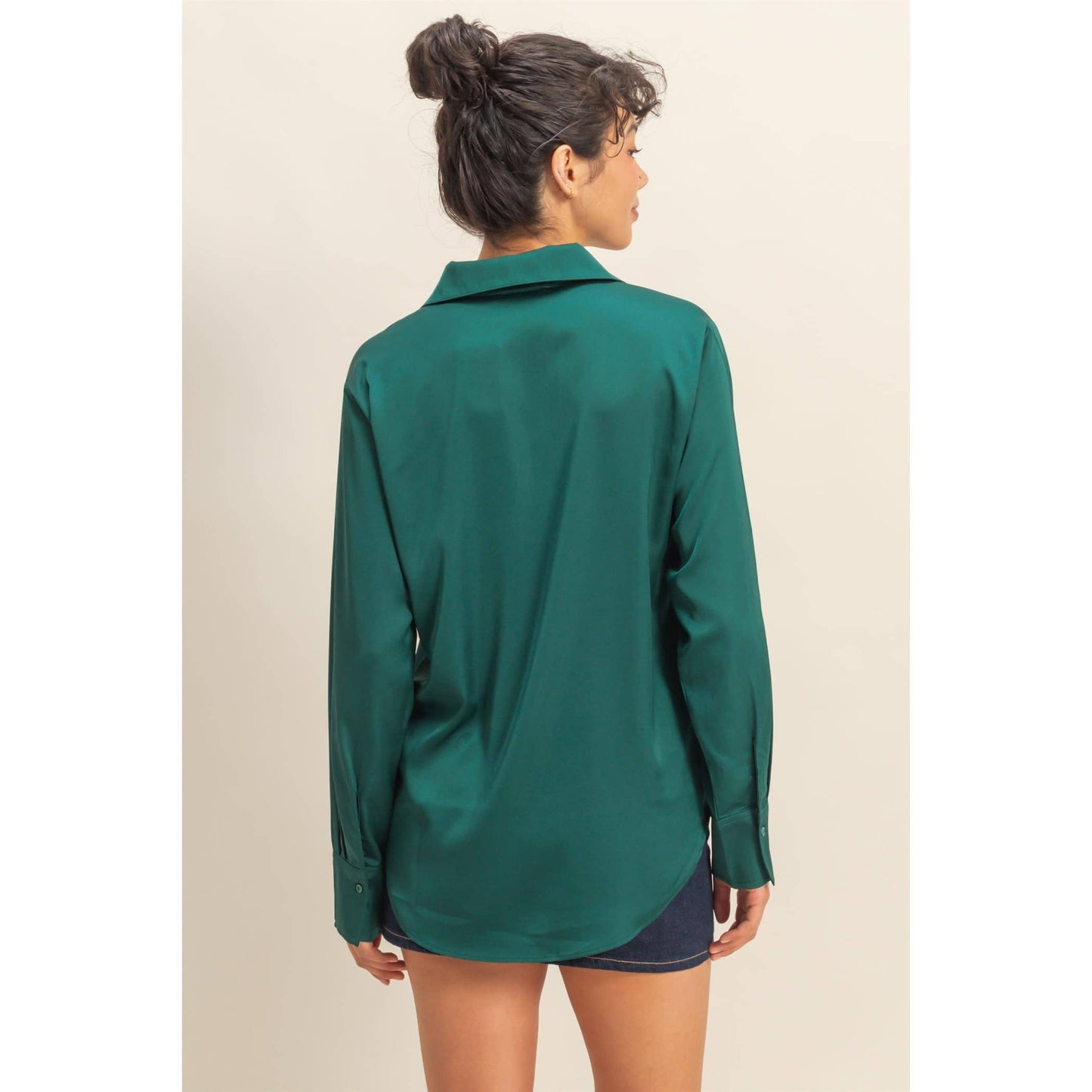 Ivy Button-Up Satin Shirt