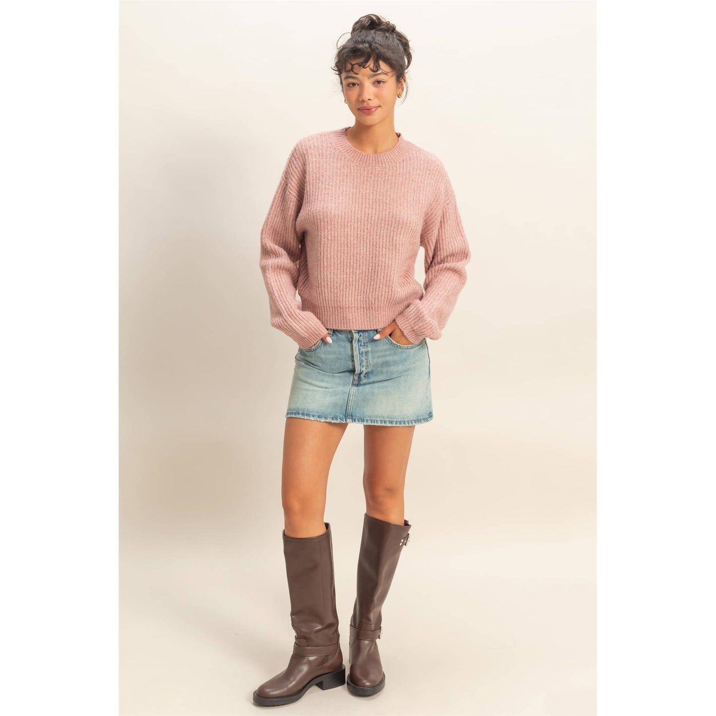 Brae Ribbed Crew Neck Sweater