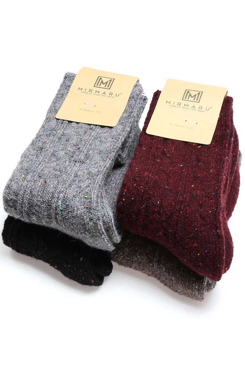 Women's Cable Knitted Wool Blend Crew Length Socks