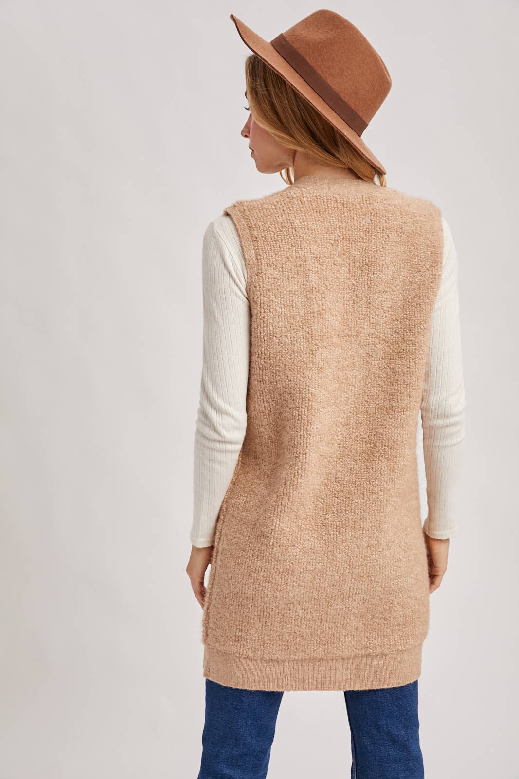 Teddy Knit Long Lined Vest