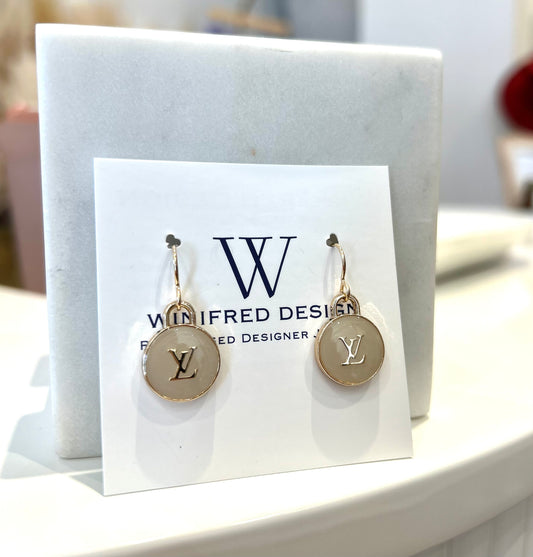 Tan LV Gold Drop Earrings