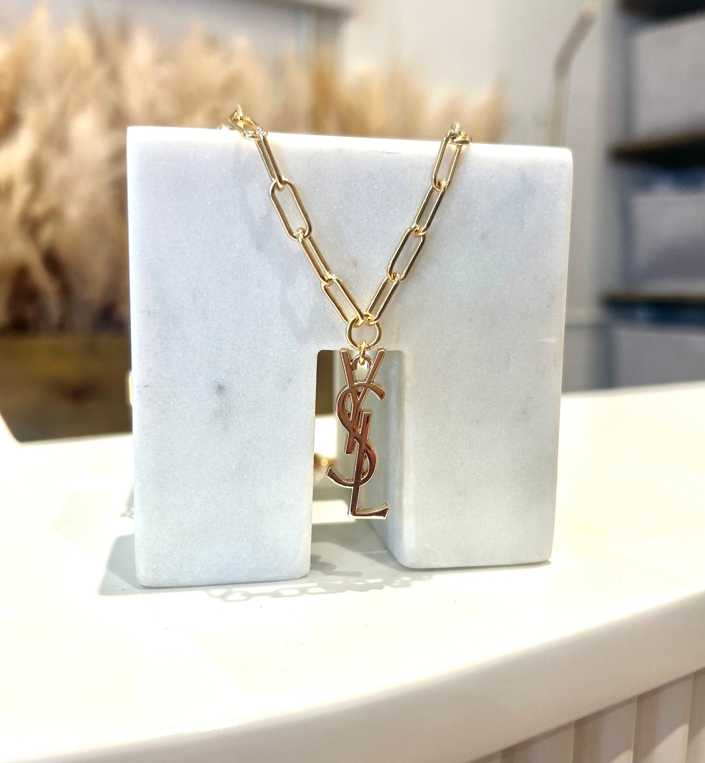 YSL Gold Paperclip Necklace