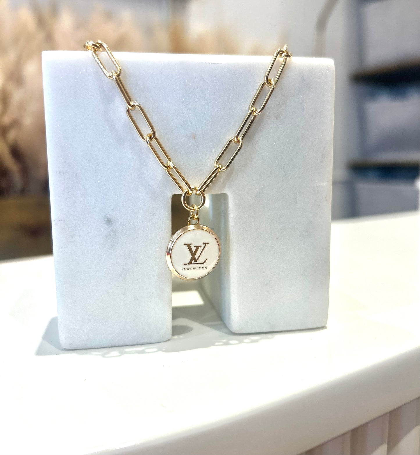 Ivory LV Paperclip Necklace