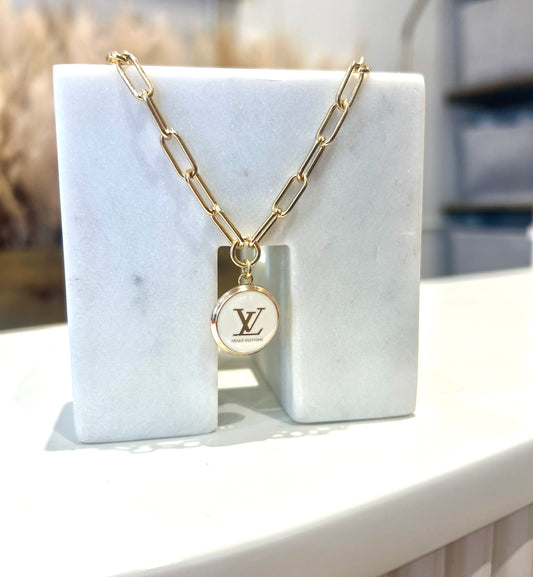 Ivory LV Paperclip Necklace