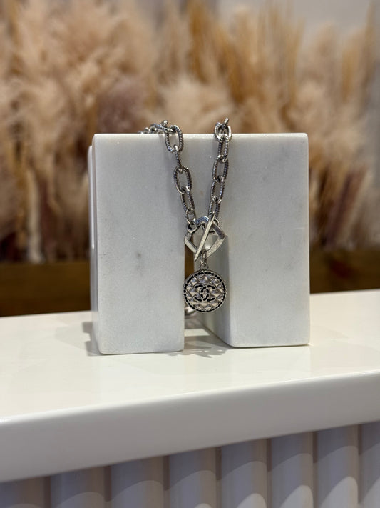 Silver Chanel - Quilted Chain Necklace