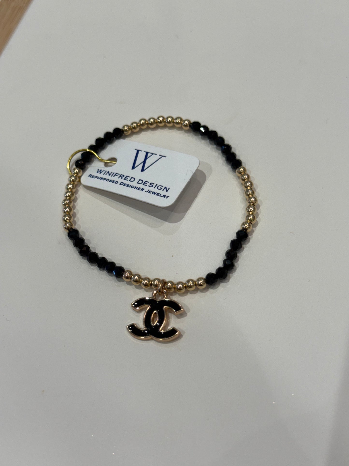 Gold/Black Chanel - Beaded Bracelet