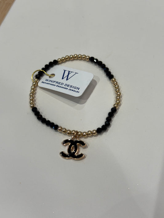 Gold/Black Chanel - Beaded Bracelet