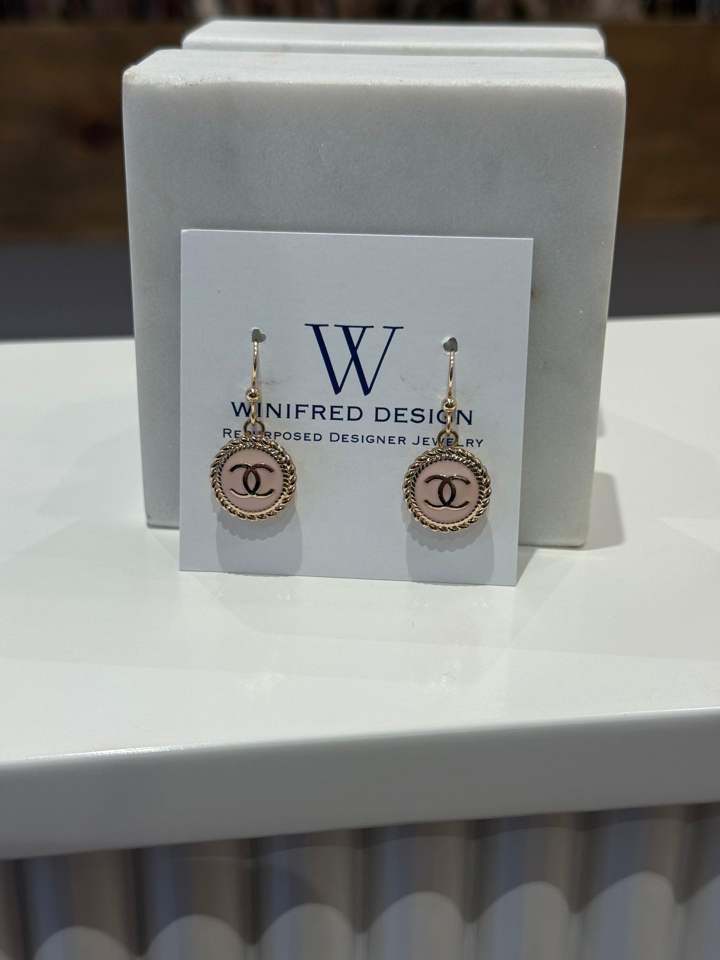 Light Pink Chanel Gold Earrings