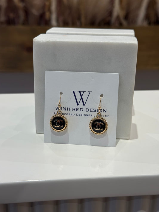 Black Chanel Gold Earrings