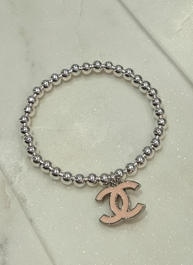 Pink Chanel Silver Bracelet