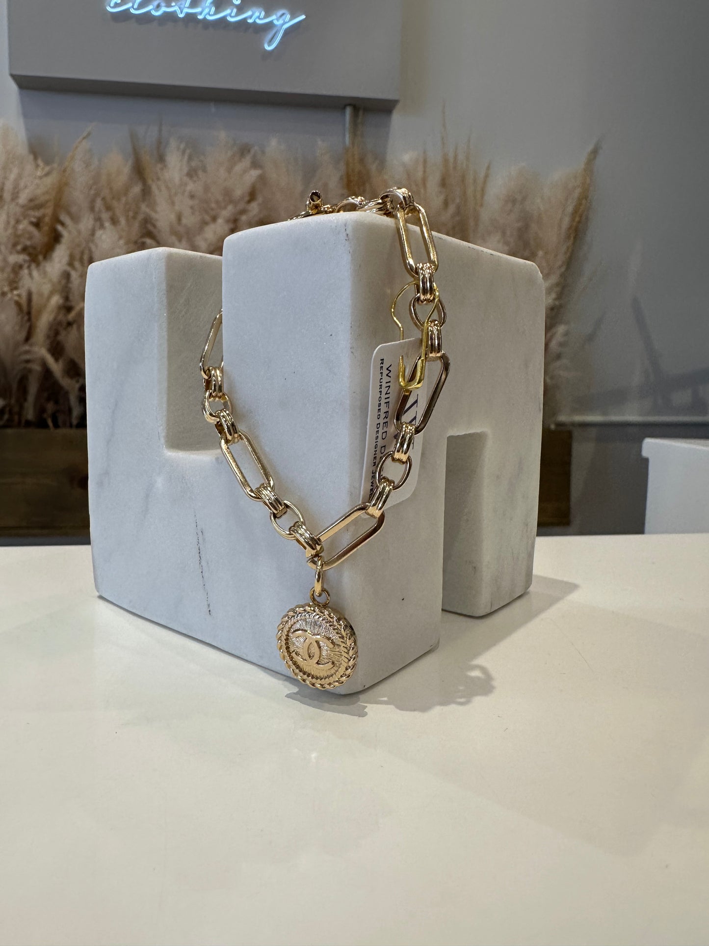 Gold CC Paperclip Bracelet