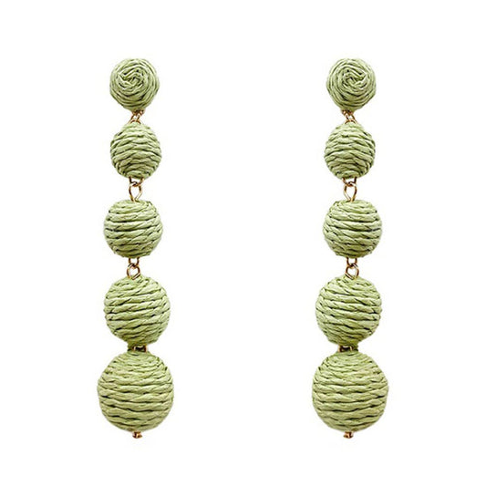 Linear Raffia Ball Post Earring