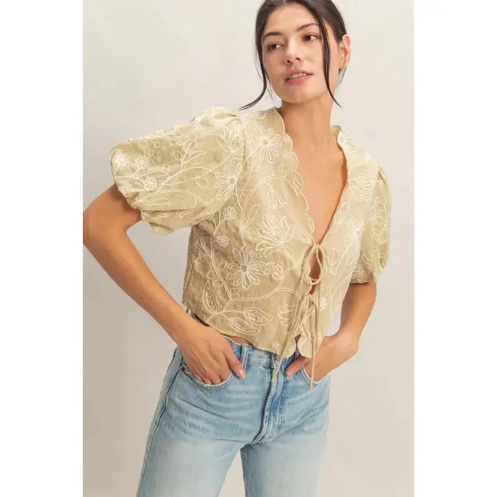 Brittany Floral Tie-Front Peplum Top