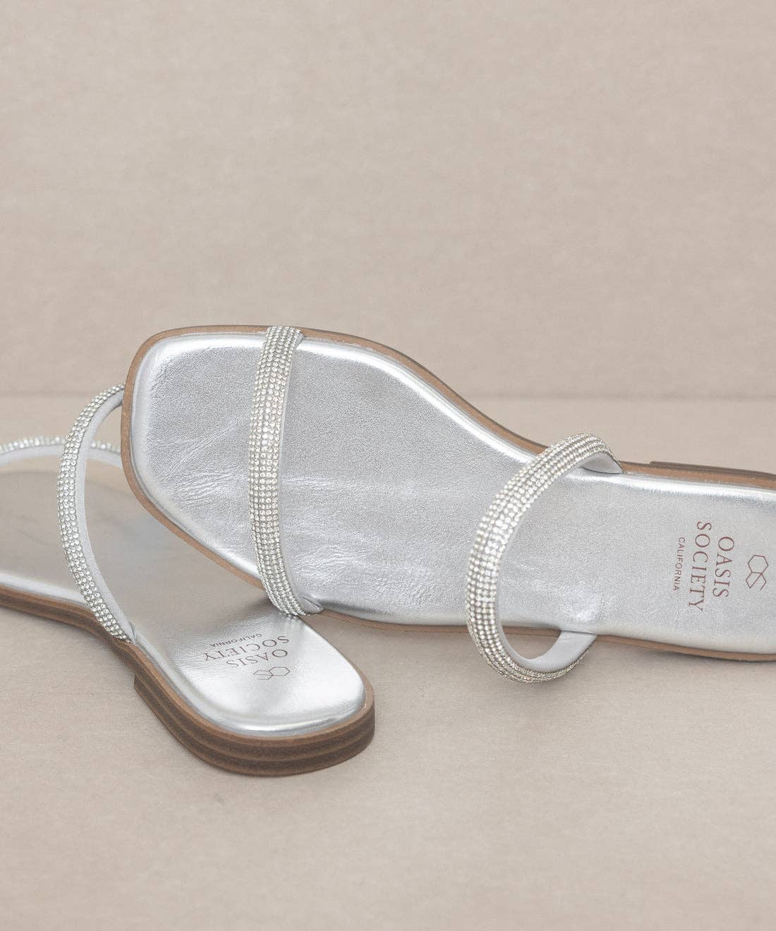 The Lucy Metallic Silver | Satin Lined Rhinestone Strappy
