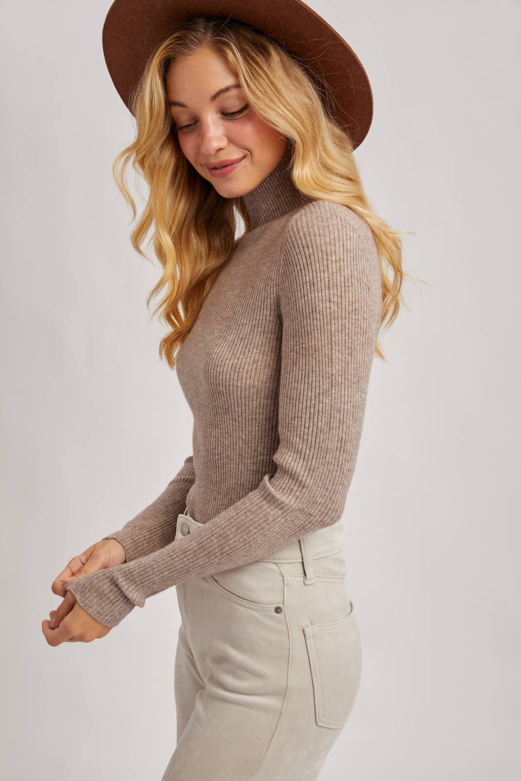 Kara Mock Neck Ribbed Top