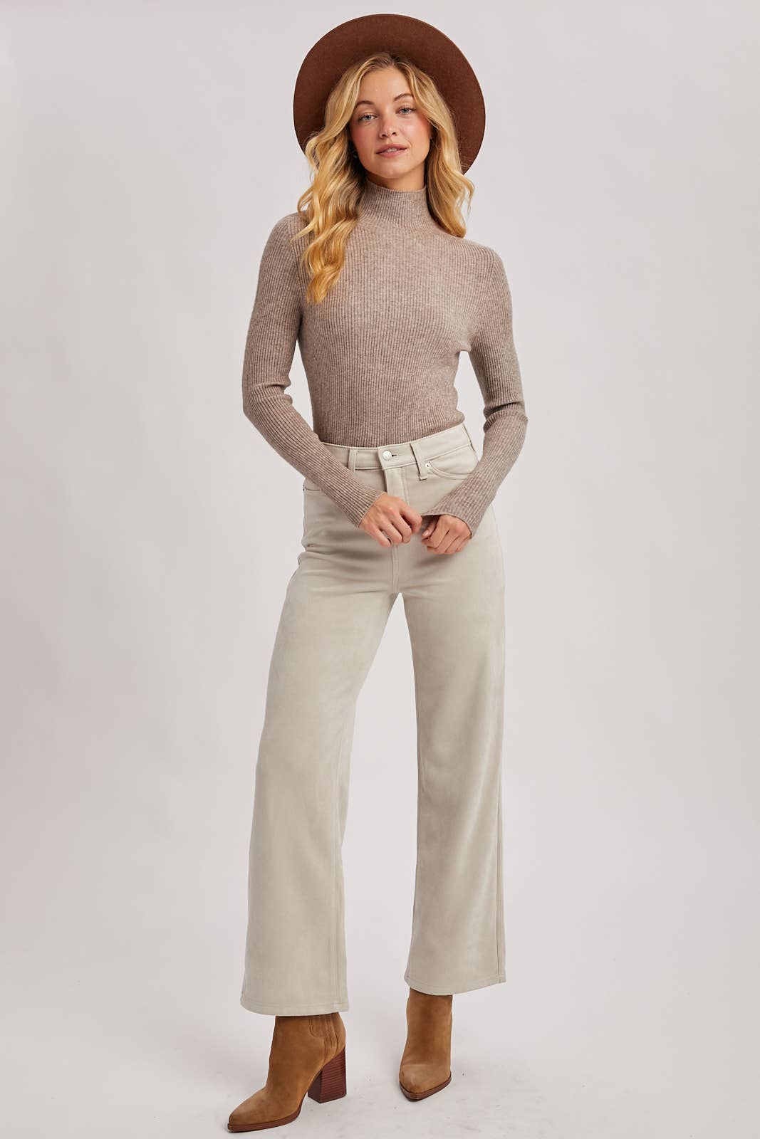 Kara Mock Neck Ribbed Top