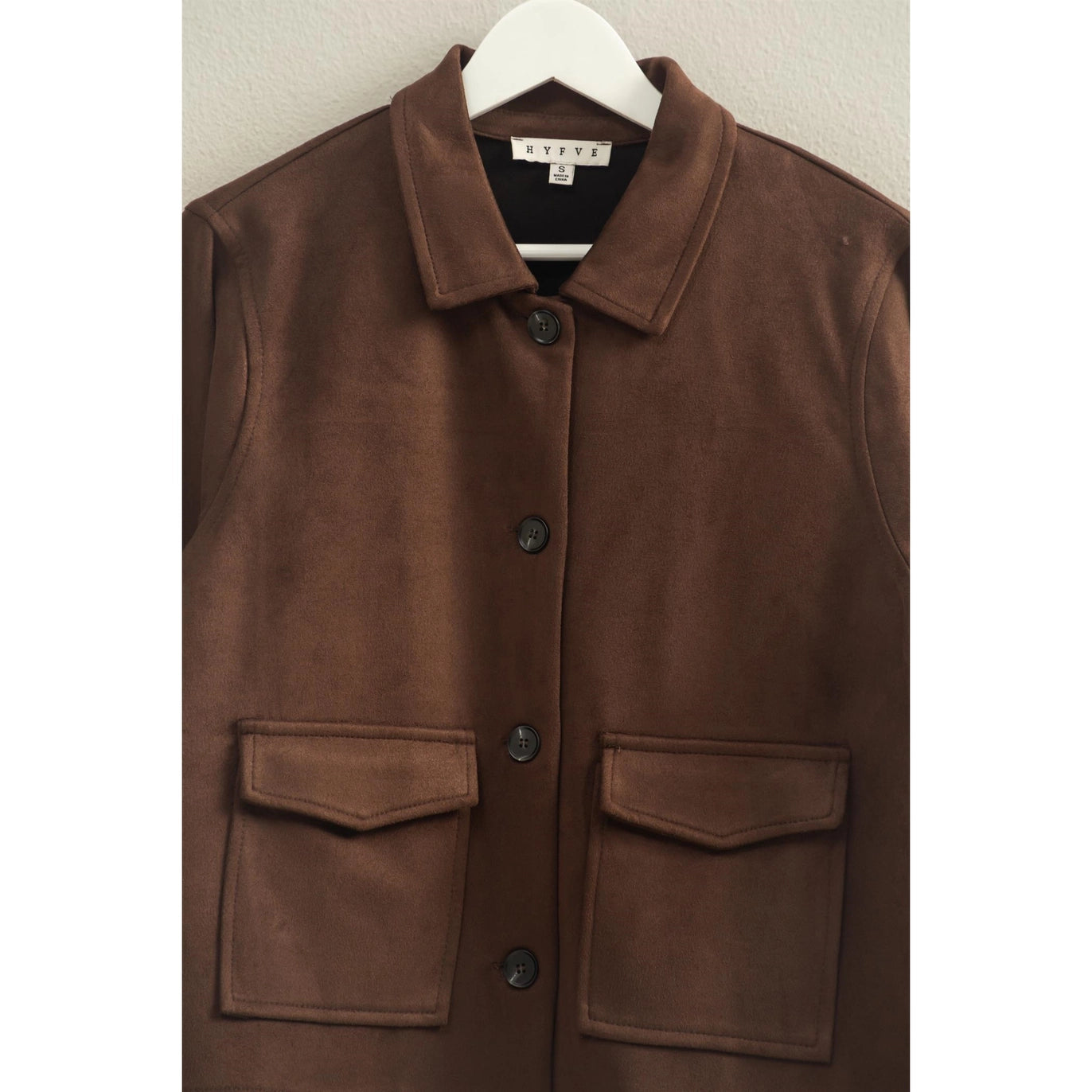Karena Button-Front Tailored Suede Jacket